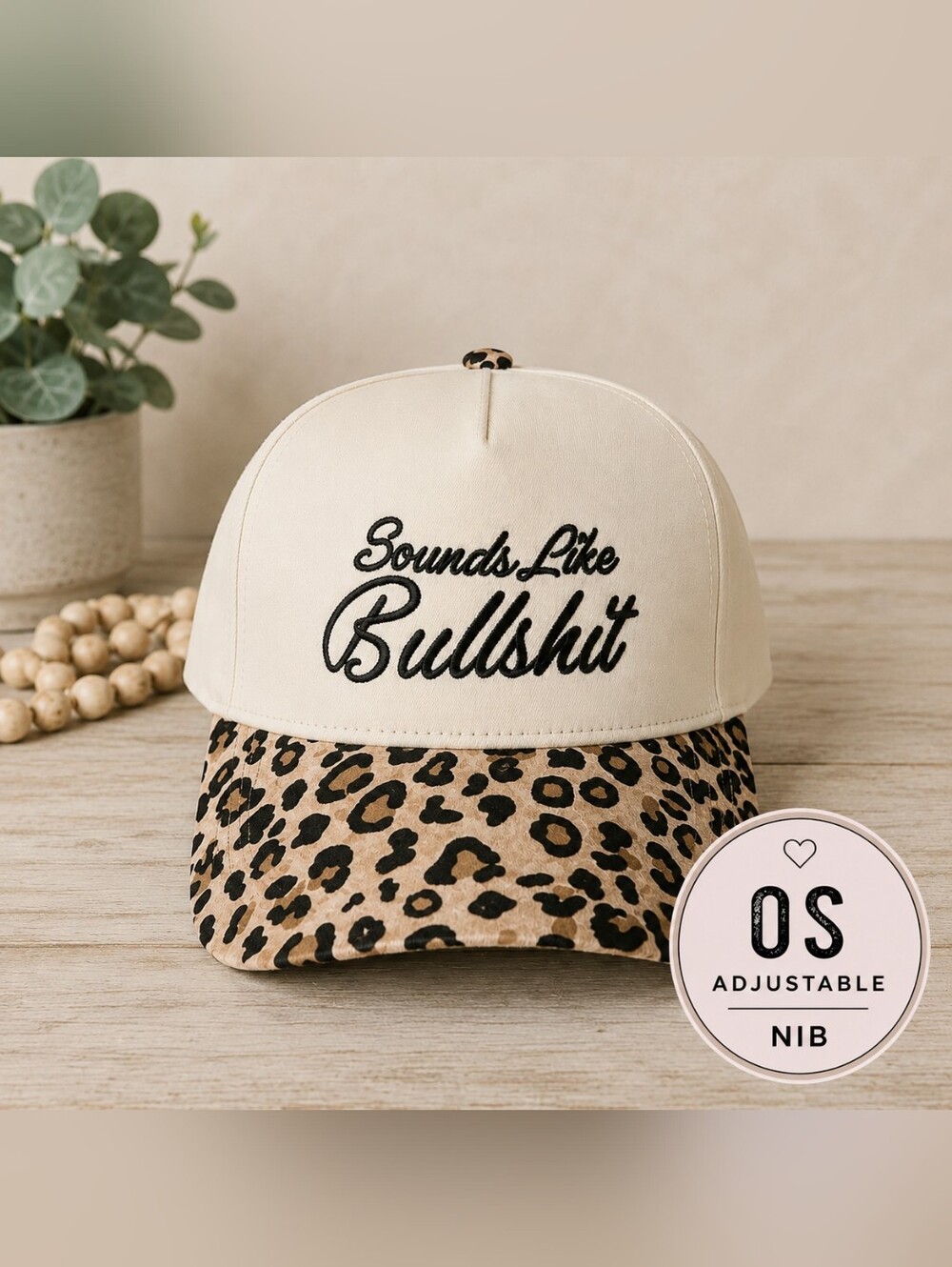 Boutique "Sounds Like Bullsh*t" Leopard Baseball Hat | Adjustable OS NIB